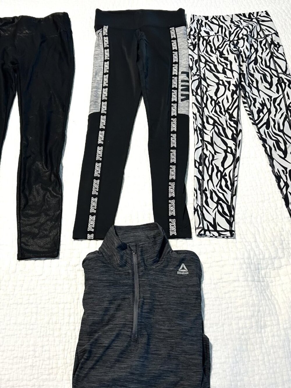 Lot of 3 Women's Small Leggings and Sz 4 Reebok Lightweight Jacket